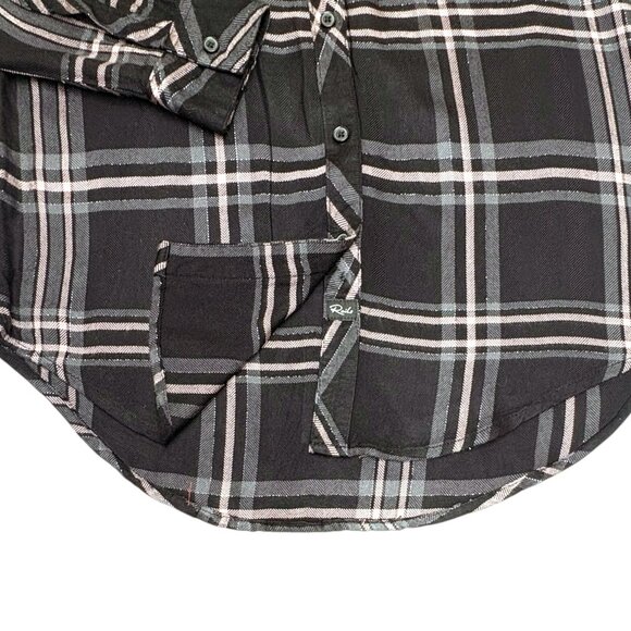 Rails Hunter Onyx Blush Slate Plaid Rayon Metallic Relaxed Fit Button Down Shirt - Picture 10 of 10